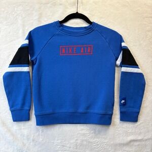 Nike Air Sweatshirt Kids Size 7 6-7 Years Blue Crewneck Spell Out